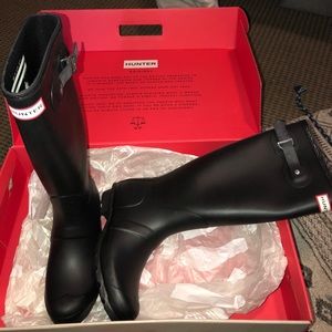 Matte Black Tall Hunter Boots
